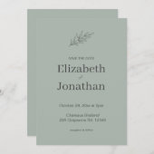 Eenvoudige Minimalistische Blad Bruiloft Kaart (Voorkant / Achterkant)