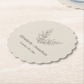 Eenvoudige minimalistische bladbruiloft kartonnen onderzetters (Gekanteld)