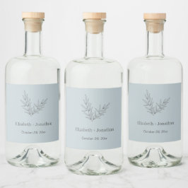 Eenvoudige minimalistische bladbruiloft likeurfles etiket