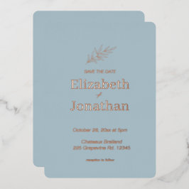 Eenvoudige minimalistische bladbruiloft met uitzon folie uitnodiging