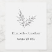 Eenvoudige minimalistische bladbruiloft wijn etiket (Enkel label)