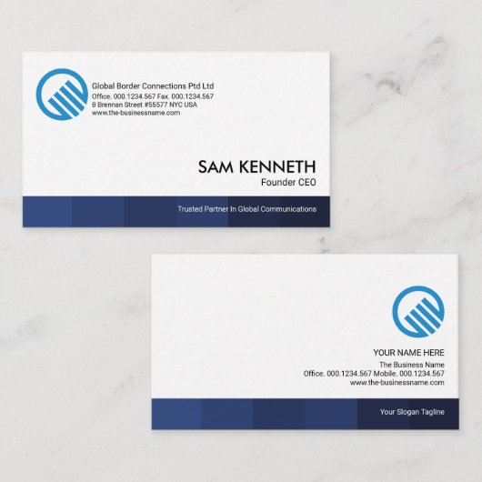 Eenvoudige minimalistische blauw Shades Stripe Fou Visitekaartje (Voorkant / Achterkant)