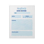 Eenvoudige minimalistische blauw-wit boek Review Notitieblok (Linkerzijde)