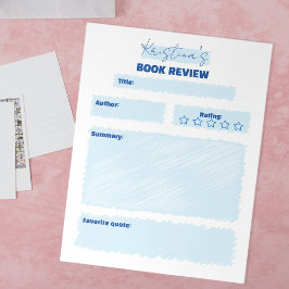 Eenvoudige minimalistische blauw-wit boek Review Notitieblok