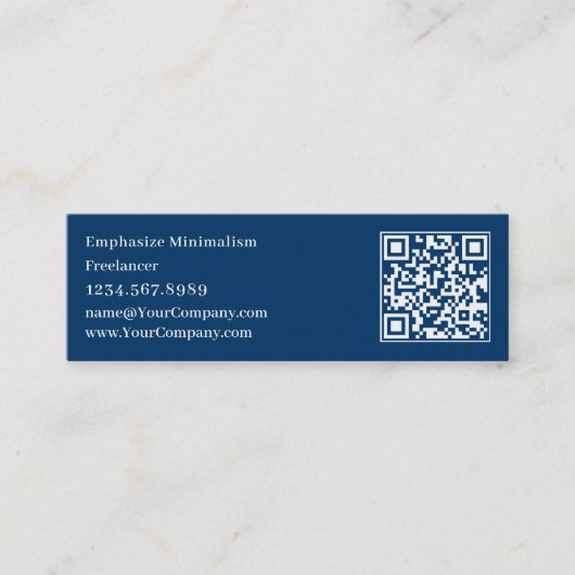 Eenvoudige minimalistische blauw-witte Initialen Mini Visitekaartje (Voorkant)