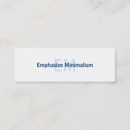 Eenvoudige minimalistische blauw-witte Initialen Mini Visitekaartje (Achterkant)