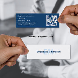 Eenvoudige minimalistische blauw-witte Initialen Mini Visitekaartje