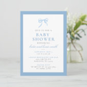 Eenvoudige minimalistische blauwe baby boy douche  kaart (Staand voorkant)
