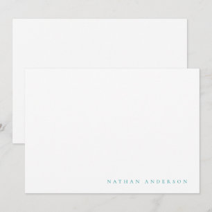 Eenvoudige minimalistische Blauwgroen blauwe corre Notitiekaartje