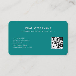 Eenvoudige minimalistische Blauwgroen Logo QR-code Visitekaartje