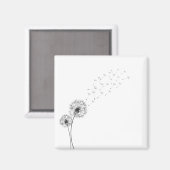 Eenvoudige minimalistische blazende paardenbloem | magneet (Voorkant / Achterkant)