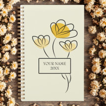 Eenvoudige Minimalistische Bloem Ontworpen Planner