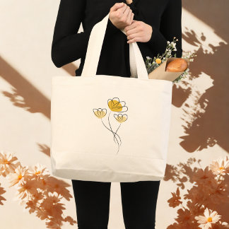 Eenvoudige Minimalistische Bloem Ontworpen Schoude Grote Tote Bag