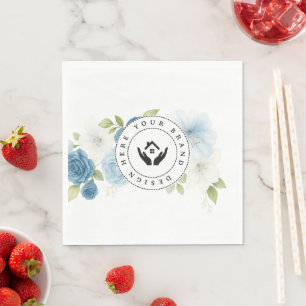 Eenvoudige Minimalistische Bloemen Custom Logo Pap Servet