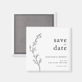 Eenvoudige minimalistische bloemenbruiloft Bewaar  Magneet (Voorkant / Achterkant)