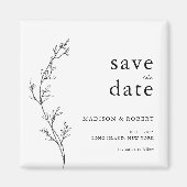 Eenvoudige minimalistische bloemenbruiloft Bewaar Magneet (Voorkant)