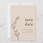 Eenvoudige minimalistische bloemenbruiloft Bewaar  Save The Date (Voorkant)