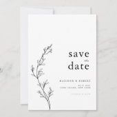 Eenvoudige minimalistische bloemenbruiloft Bewaar Save The Date (Voorkant)