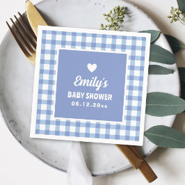 Eenvoudige minimalistische Blue Gingham Boy Baby s Servet