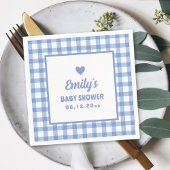 Eenvoudige minimalistische Blue Gingham Boy Baby s Servet