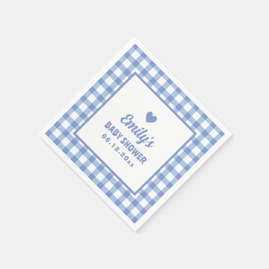 Eenvoudige minimalistische Blue Gingham Boy Baby s Servet (Hoek)