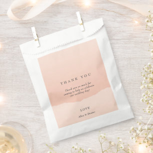 Eenvoudige minimalistische blush kleurrijke bruilo bedankzakje