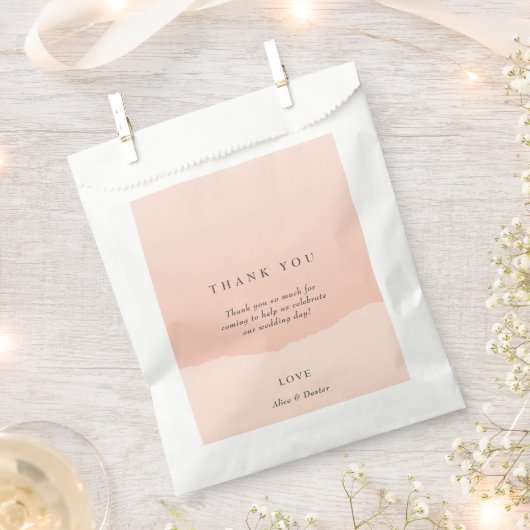 Eenvoudige minimalistische blush kleurrijke bruilo bedankzakje (Geknipt)