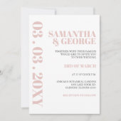 Eenvoudige Minimalistische Blush Moderne Trouw  Kaart (Voorkant)