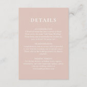 Eenvoudige minimalistische Blush White Wedding Det Informatiekaartje (Voorkant)