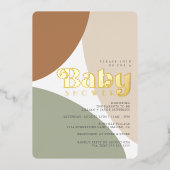 Eenvoudige minimalistische Boho Earth Tone Baby sh Folie Uitnodiging (Voorkant)