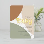 Eenvoudige minimalistische Boho Earth Tone Baby sh Folie Uitnodiging (Staand Voorkant)