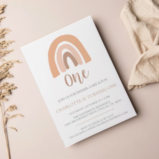 Eenvoudige minimalistische Boho-regenboogdag eerst Kaart