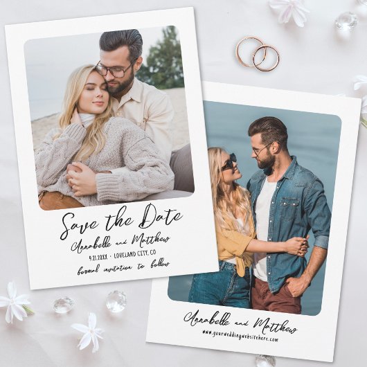 Eenvoudige Minimalistische Boho Trouwfoto Save The Date