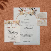 Eenvoudige minimalistische boog Boho bruiloft deta Informatiekaartje