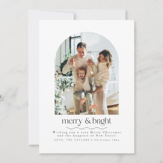 Eenvoudige minimalistische boog foto familie kerst feestdagenkaart (Voorkant)