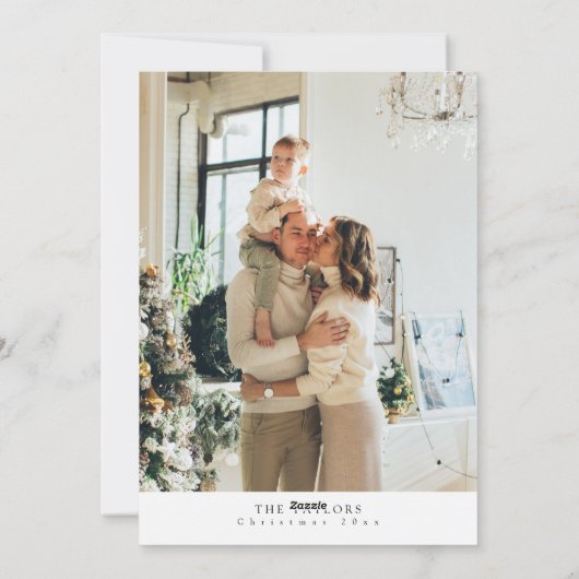 Eenvoudige minimalistische boog foto familie kerst feestdagenkaart (Achterkant)