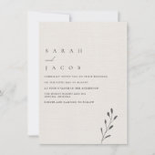 Eenvoudige minimalistische botanische bruiloft kaart (Voorkant)