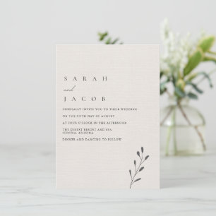 Eenvoudige minimalistische botanische bruiloft kaart