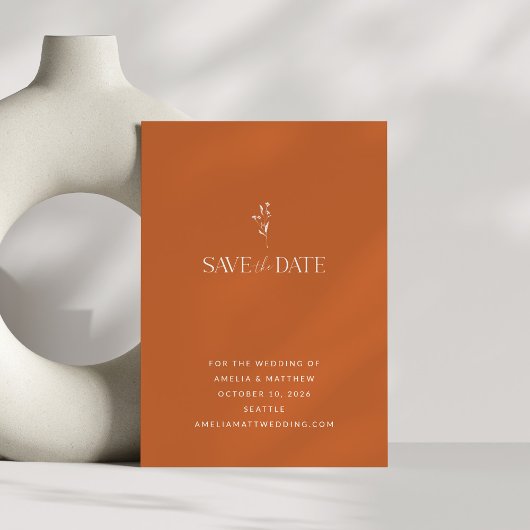 Eenvoudige minimalistische botanische verbrande Or Save The Date