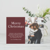 Eenvoudige minimalistische Bourgondische foto Vrol Feestdagenkaart (Staand voorkant)