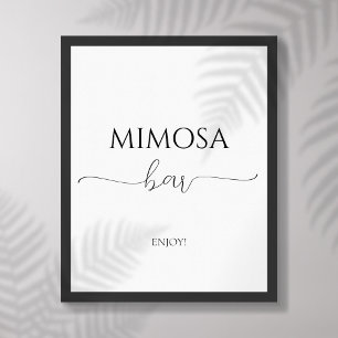 Eenvoudige Minimalistische Bruidsdouche Mimosa Bar Poster