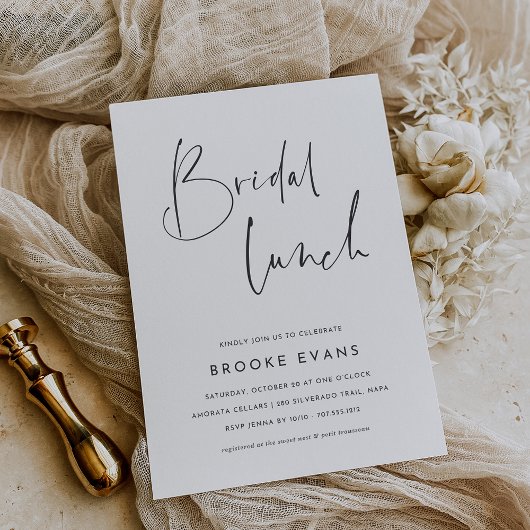 Eenvoudige Minimalistische Bruidslunch Uitnodiging