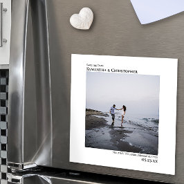 Eenvoudige minimalistische bruiloft Bewaar de datu Magnetische Uitnodiging