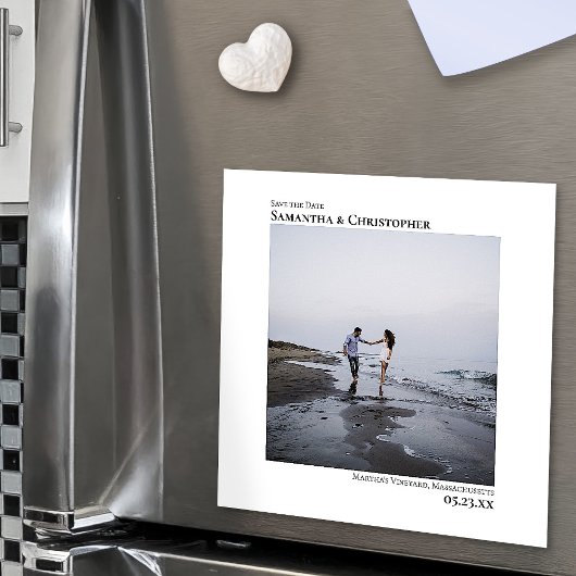 Eenvoudige minimalistische bruiloft Bewaar de datu Magnetische Uitnodiging