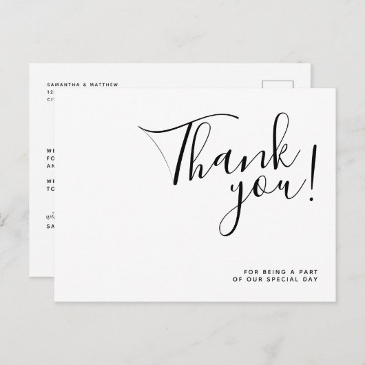 Eenvoudige minimalistische bruiloft dank u Briefka Briefkaart (Voorkant / Achterkant)