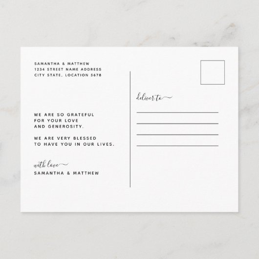 Eenvoudige minimalistische bruiloft dank u Briefka Briefkaart (Achterkant)