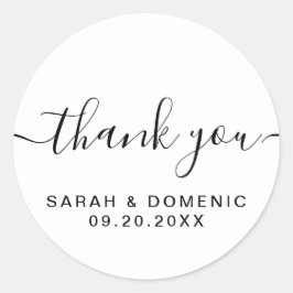 Eenvoudige minimalistische bruiloft dank u chic ronde sticker