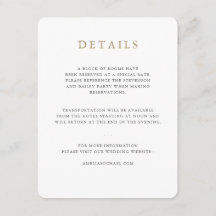 Eenvoudige minimalistische bruiloft details kaart