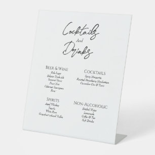 Eenvoudige minimalistische bruiloft Drinken Bar Si Reclamebord Met Voetstuk
