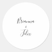 Eenvoudige minimalistische bruiloft envelop afdich ronde sticker (Voorkant)